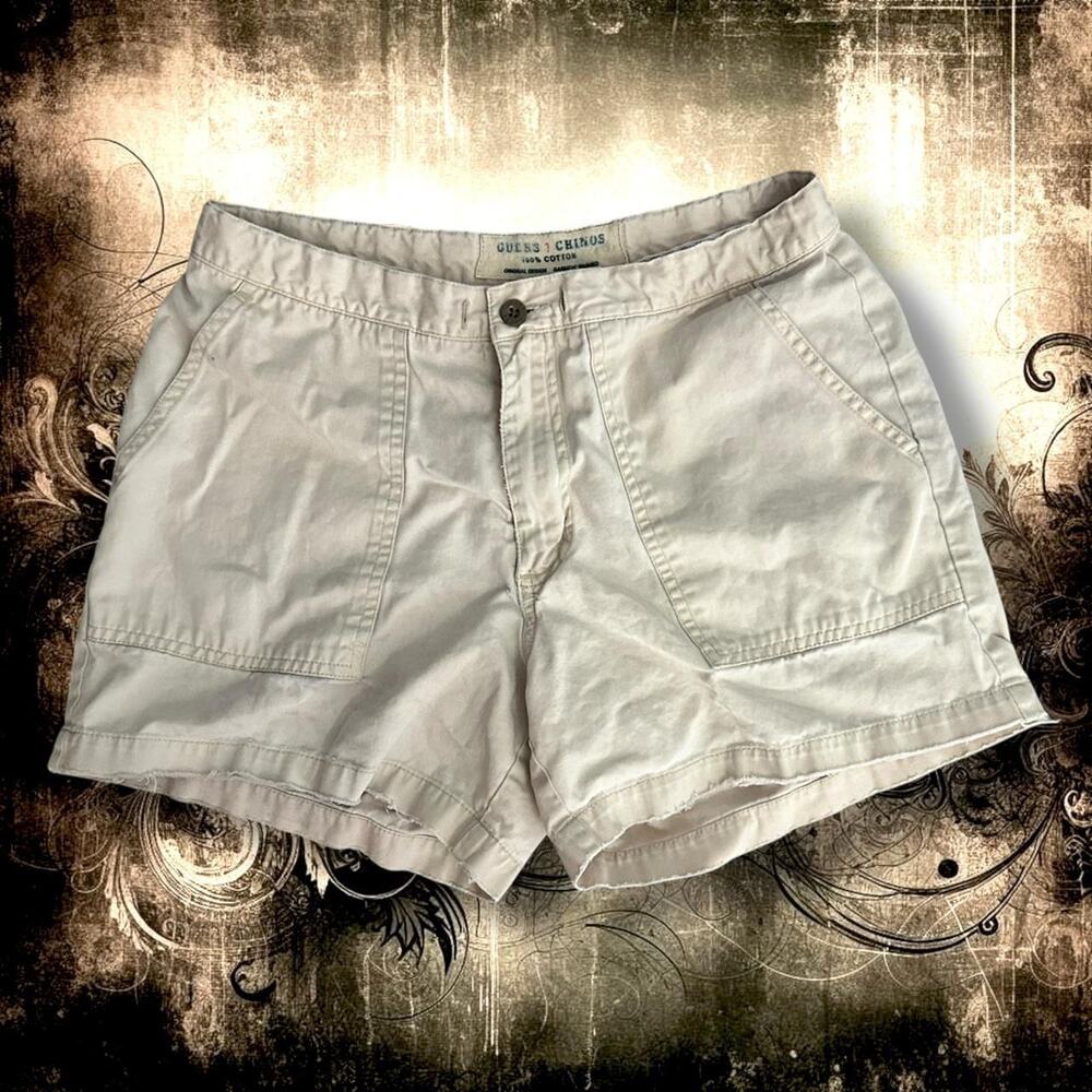 mid-rise utility-stitched VINTAGE GUESS chinos shorts